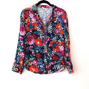 Floreat Anthropologie Button Down Floral Top Size Medium Sleep Work Professional